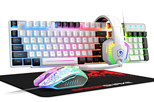 Amazon | 有線レインボーLEDバックライトキーボードとマウス